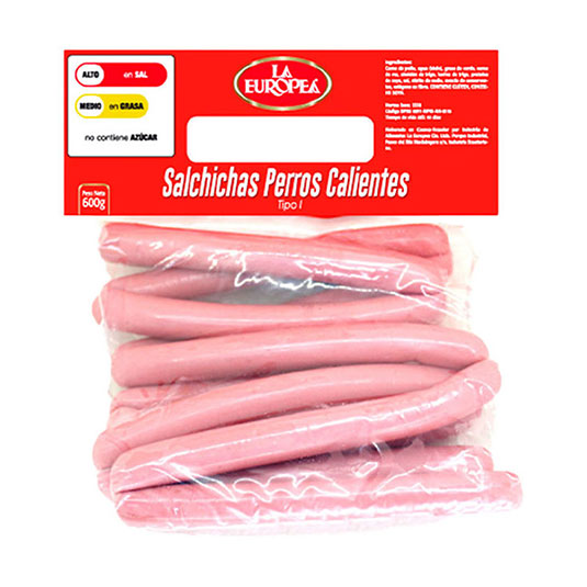 Salchichas Perros Calientes Tipo I La Europea 600 Gr.