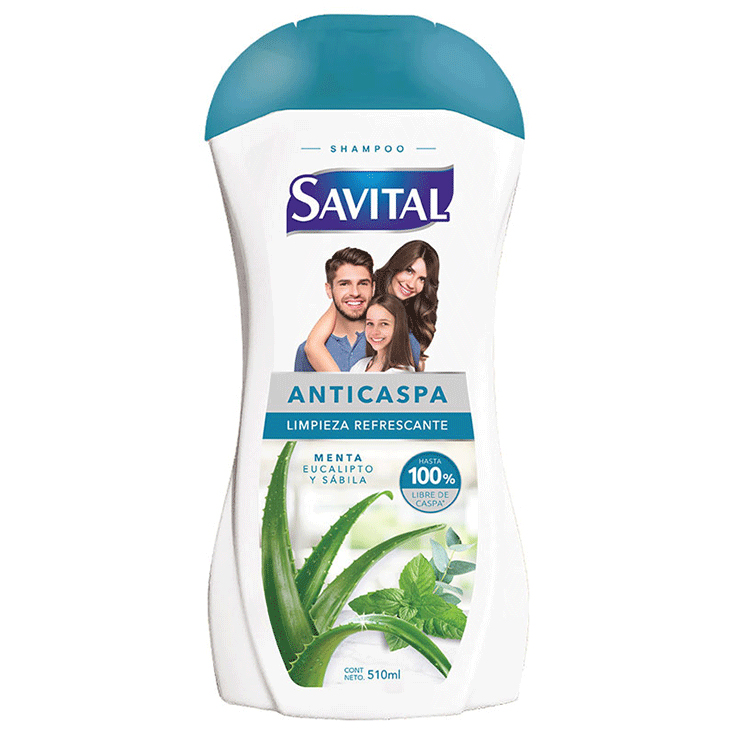 Shampoo Anticaspa Menta Eucalipto Sabila Savital 510Ml