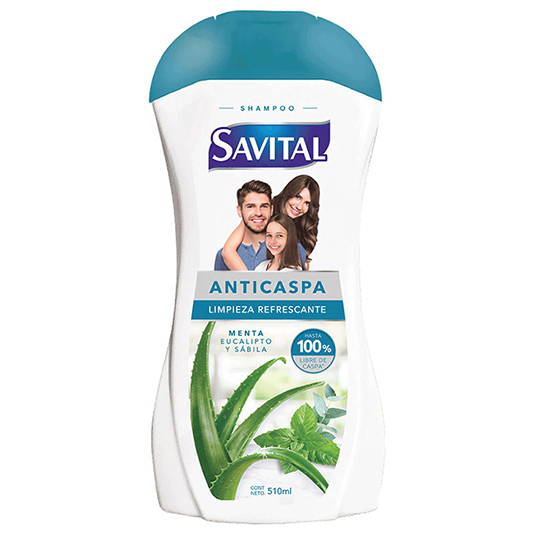 Shampoo Anticaspa Menta Eucalipto Sabila Savital 510Ml