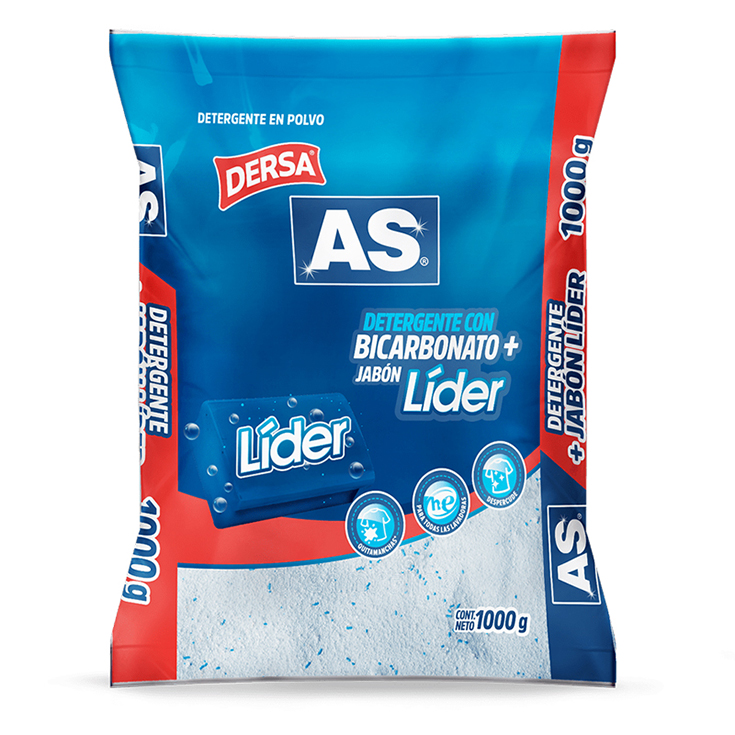 As Detergente En Polvo Bicarbonato + Jabón Líder 1000 Gr.