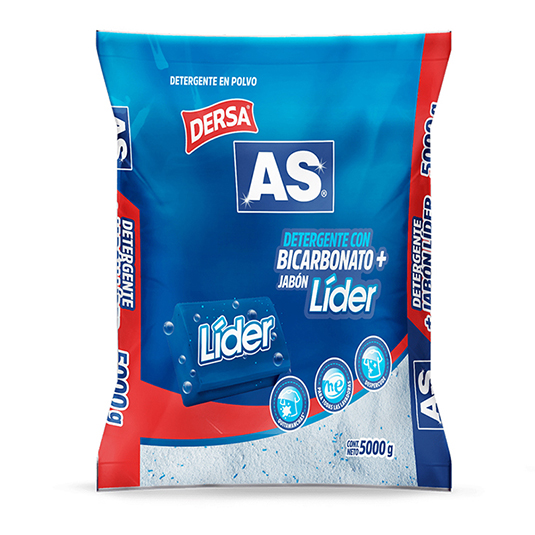 As Detergente En Polvo Bicarbonato + Jabón Líder 5000 Gr.
