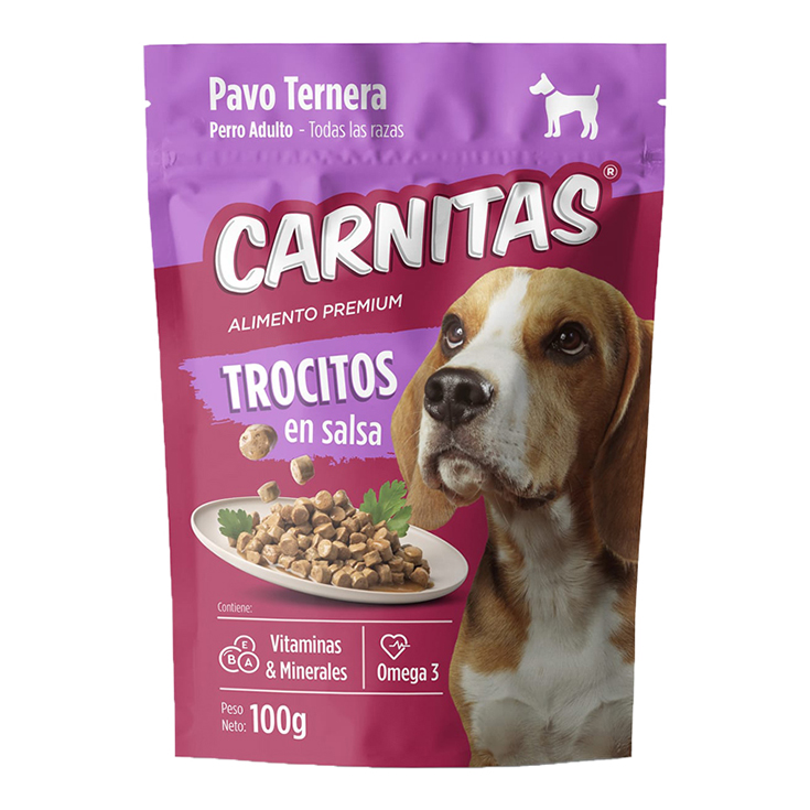 Trocitos en Salsa Pavo Ternera Para Perro Carnitas 100GR