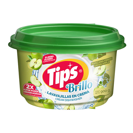 Lavavajillas Tips Crema Manzana Verde 900 Gr.