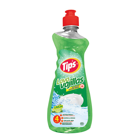 Lavavajilla Tips Limón Liquido 650 Ml.