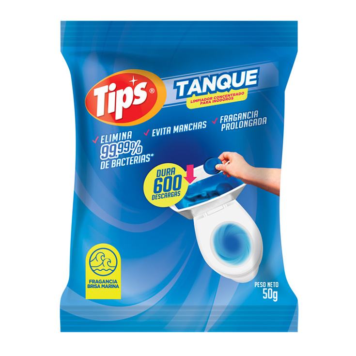 Tanque Tips Limpiador Inodoros Brisa Marina Funda 50 Gr.