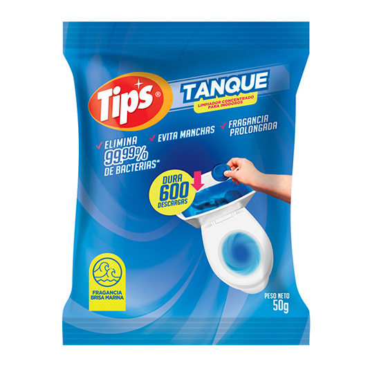 Tanque Tips Limpiador Inodoros Brisa Marina Funda 50 Gr.
