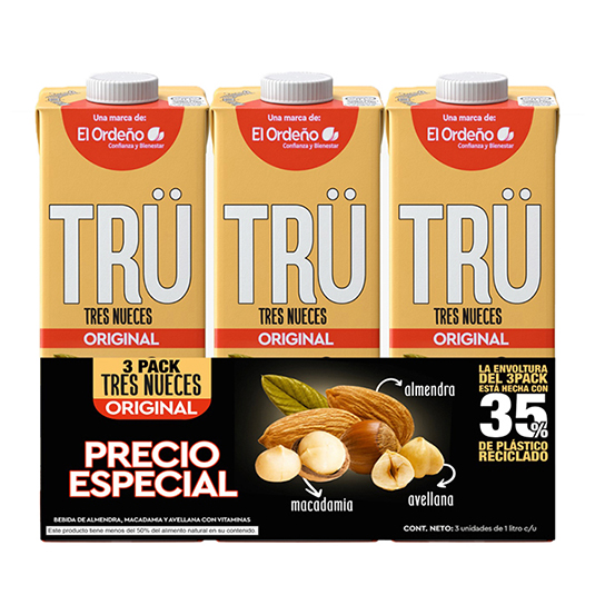 3Pack Tru Bebida 3Nueces Con Azucar Tru 1L