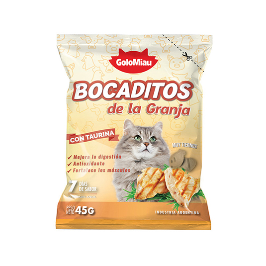 Bocaditos Para Gato Golomiau De La Granja 45 Gr