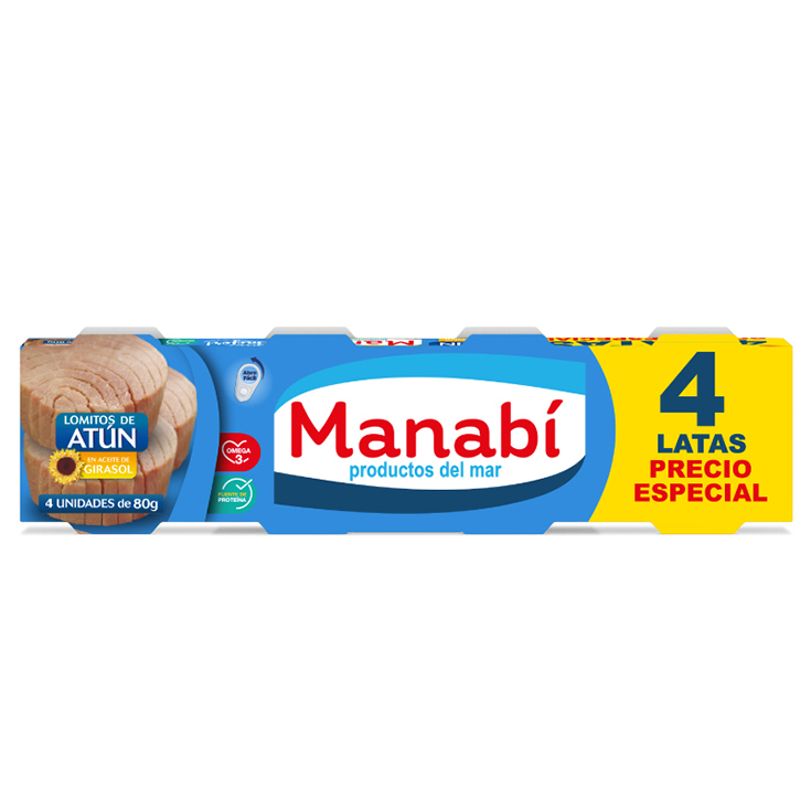 Lomitos De Atun En Girasol Manabi 4Pack 80Gr C/U