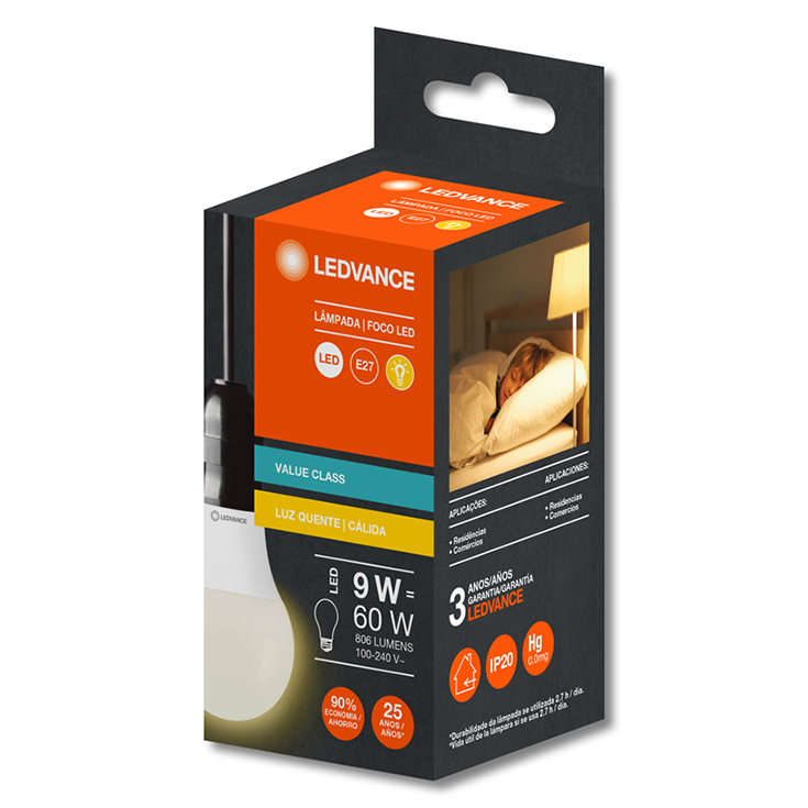 Foco Ledvance Led 9W Luz Calida Un.