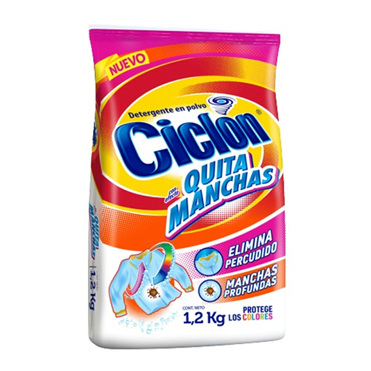 Detergente Ciclon En Polvo Con Efecto A Quitamanchas 1.2Kg