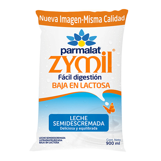 Leche Zymil Parmalat Semidescremada Con Vitaminas Funda 900