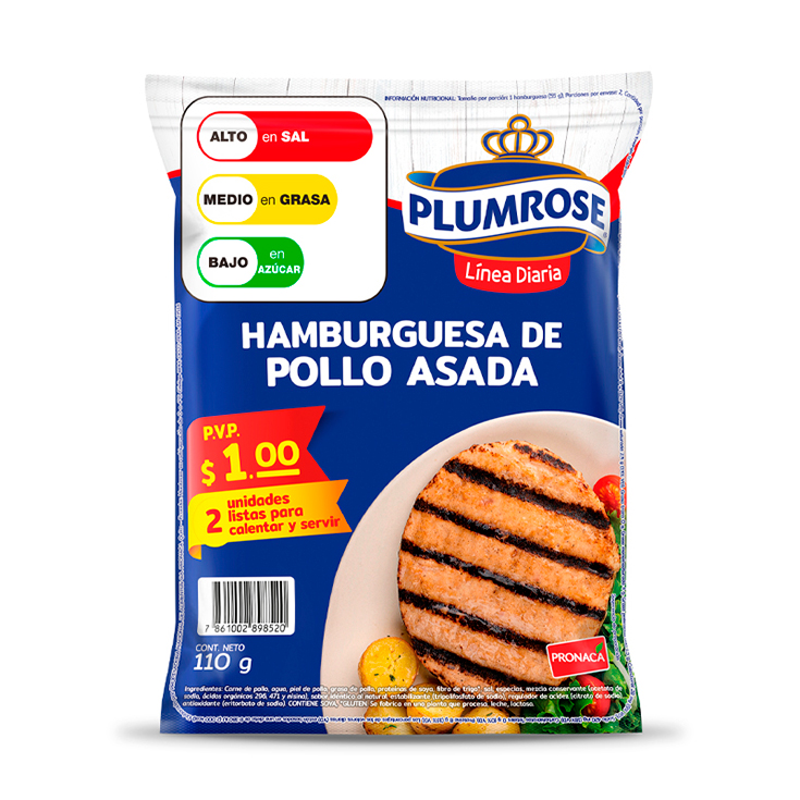 Plumrose Hamburguesa De Pollo Asada 110 Gr.