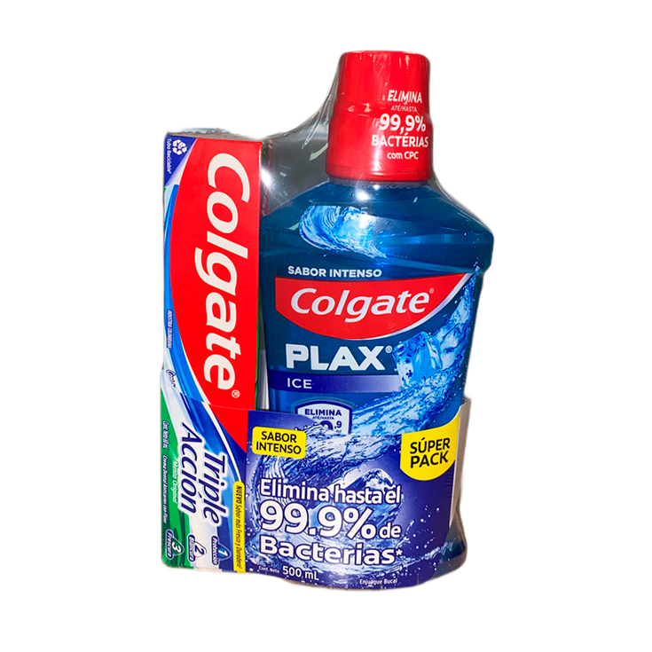 Enjuague Bucal Ice Y Crema Dental Triple Accion Colgate