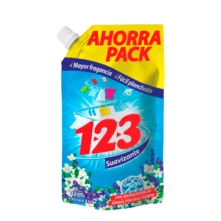 Suavizante 1 2 3 Frescura Azul Doy Pack 420 Ml.