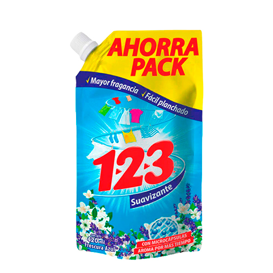 Suavizante 1 2 3 Frescura Azul Doy Pack 420 Ml.