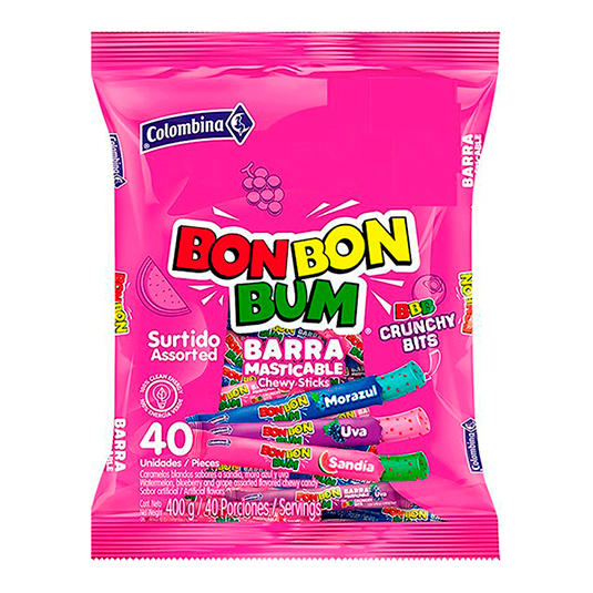Barra Caramelo Masticable Sabores Surtidos Bon Bon Bum 400GR