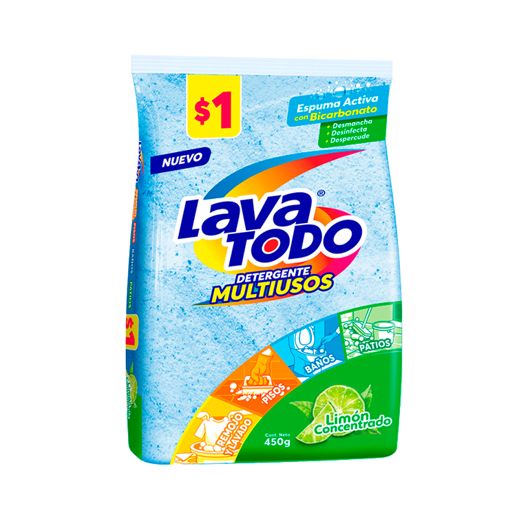 Lavatodo Detergente Multiusos Limon 450 Gr