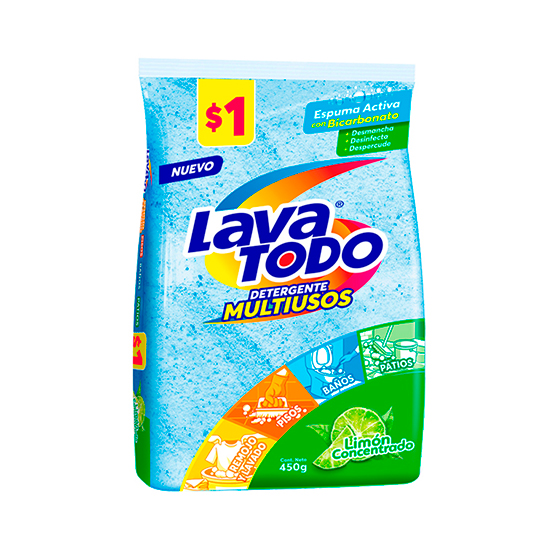 Lavatodo Detergente Multiusos Limon 450 Gr