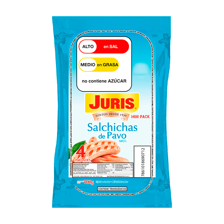 Salchicha De Pavo Juris Tipo I 100G