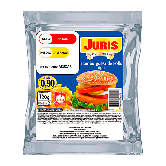 Hamburguesa De Pollo Juris 120G