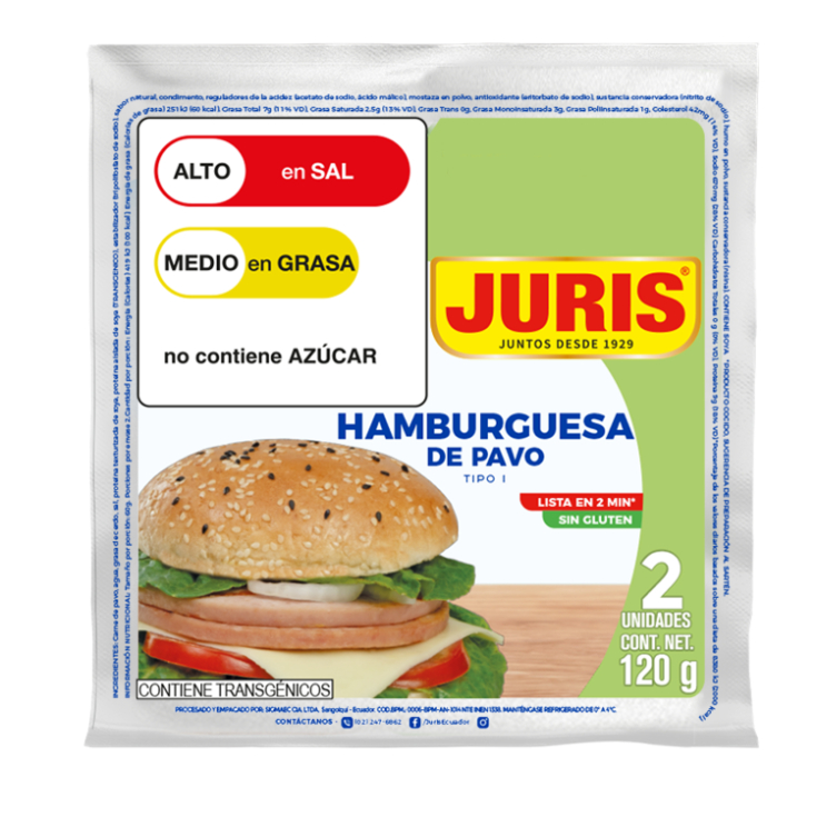 Hamburguesa De Pavo Juris Tipo I 120G