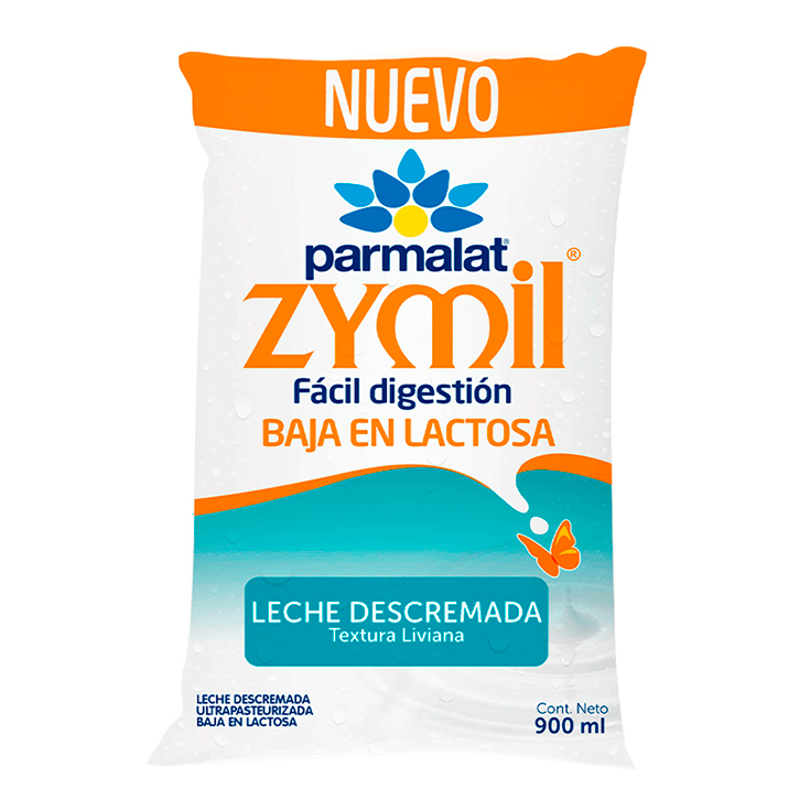 Leche Descremada Zymil Con Vitaminas Parmalat Funda 900Ml