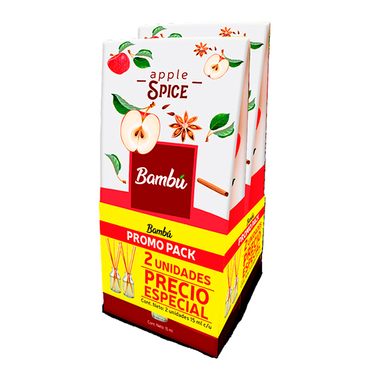 Difusor Manzana & Canela Bambu Pack 2 Un Precio Especial