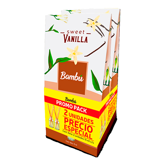 Difusor Vainilla Dulce Bambu Pack 2 Un Precio Especial