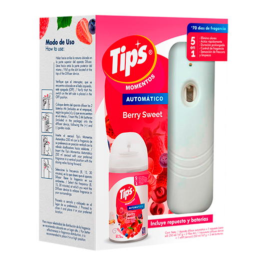 Ambientador Tips Automatico 1 Aparato + 1 Repuesto Berry Swe