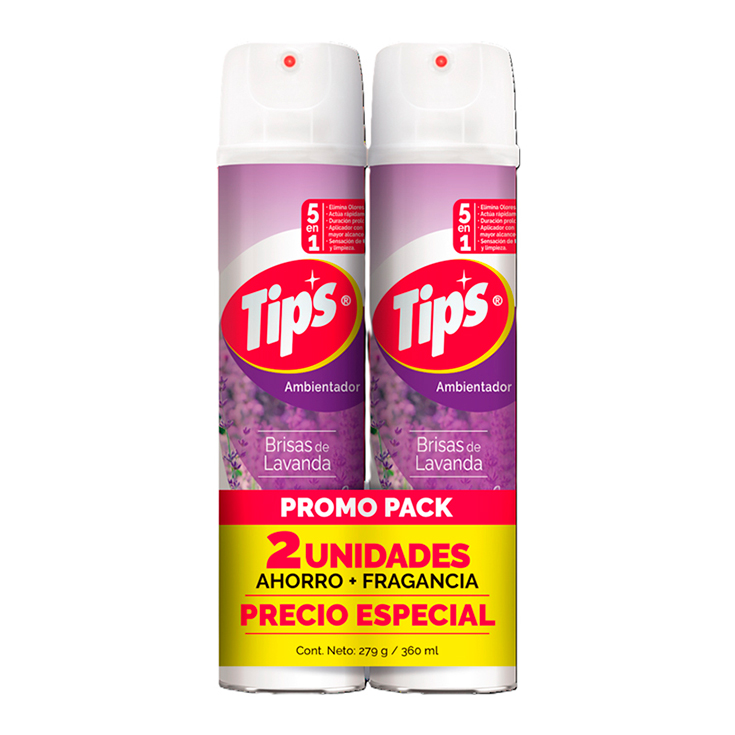 Ambientador Pack Tips Spray Lavanda Precio Espec 360Ml