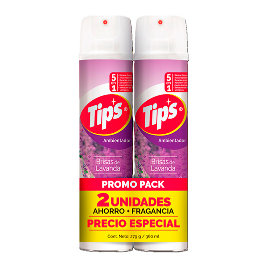 Ambientador Pack Tips Spray Lavanda Precio Espec 360Ml