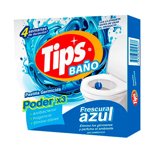 Pastilla Germicida Baño Tips Frescura Azul 90 Gr.