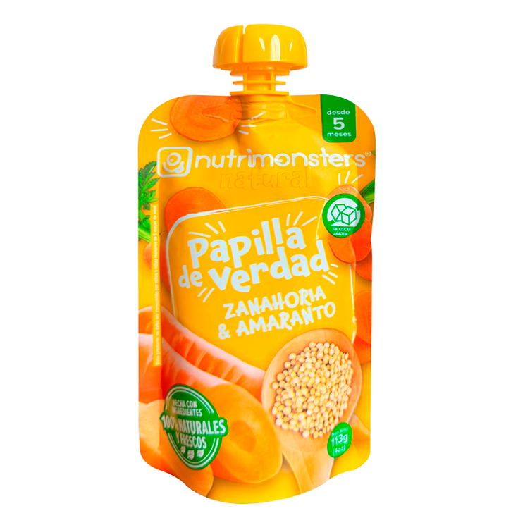 Papilla Nutrimonsters Zanahoria Y Amaranto 113Gr.