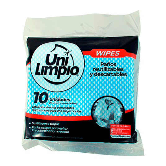 Paños Unilimpio Reutilizables Industriales Azul 34X39Cm X 1
