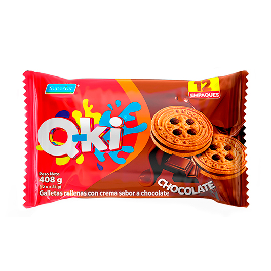 Galletas Rellenas de Chocolate Q-Ki 408GR