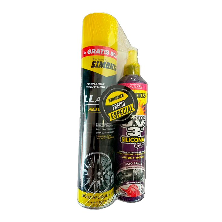 Siliona Simoniz Uv3 Chicle 300Ml+ Llantax Espuma 400 Ml.