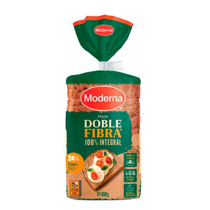 Pan Doble Fibra 100% Integral Moderna 650 GR