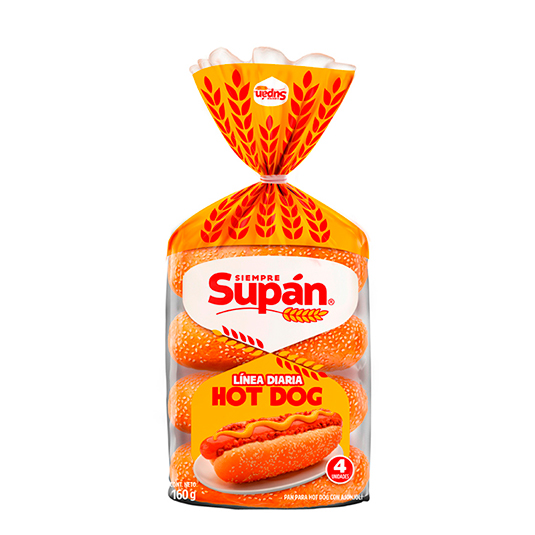 Hot Dog Linea Diaria 4 Piezas Supan 160 Gr