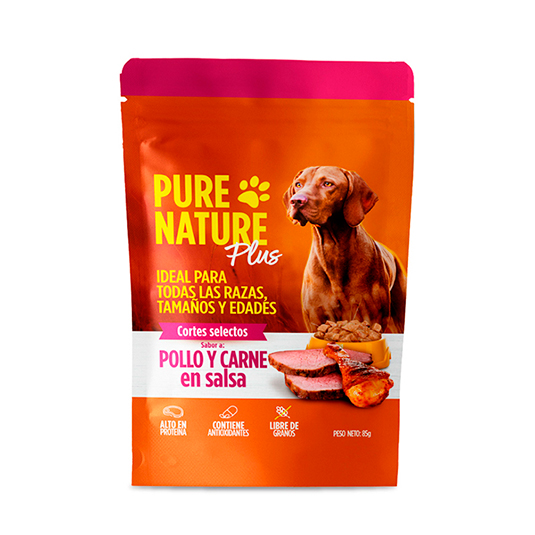 Comida Plus para Perros Pollo y Carne En Salsa Pure Nature 8