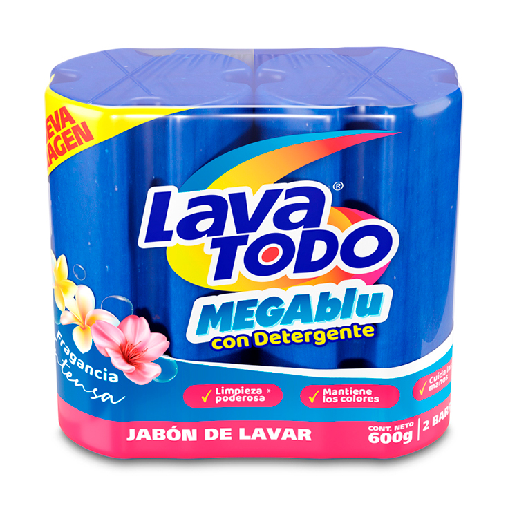 Jabon Lavatodo Megablue Jabon Bipack 600 Gr.