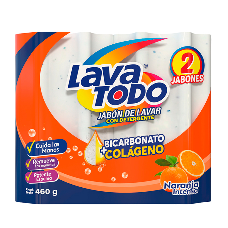 Jabon Lavatodo Naranja Mandarina Bipack 460 Gr.
