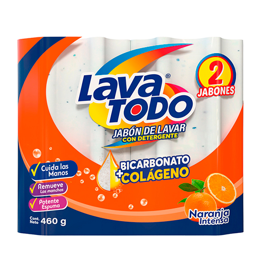 Jabon Lavatodo Naranja Mandarina Bipack 460 Gr.