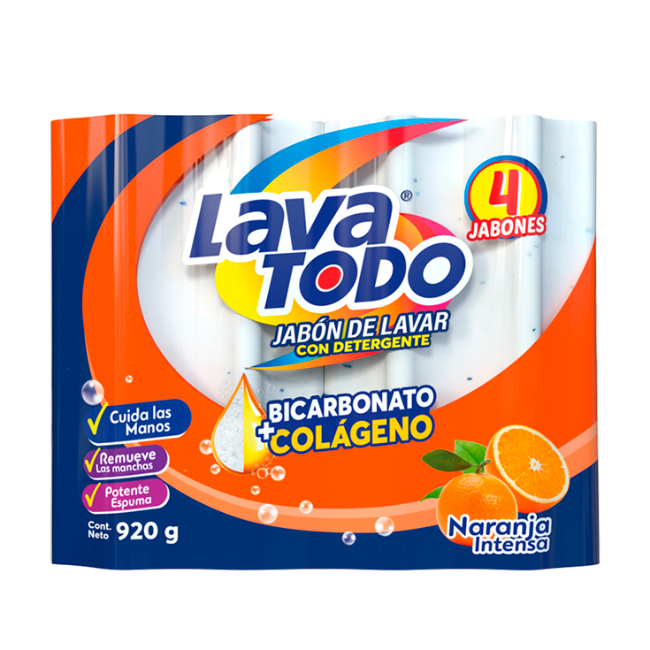Jabon Lavatodo Naranja Mandarina 4Pack 920 Gr.