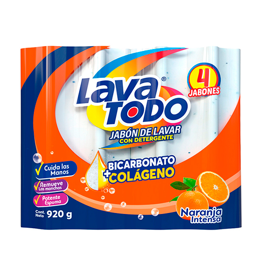 Jabon Lavatodo Naranja Mandarina 4Pack 920 Gr.