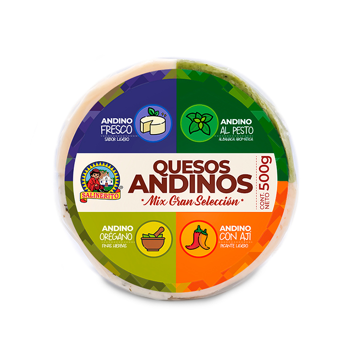 Queso Andino Mix 4 Sabores Salinerito 500 Gr