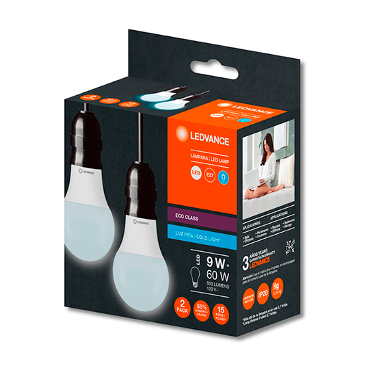 Foco Ledvance Pack Luz Blanca 9W.