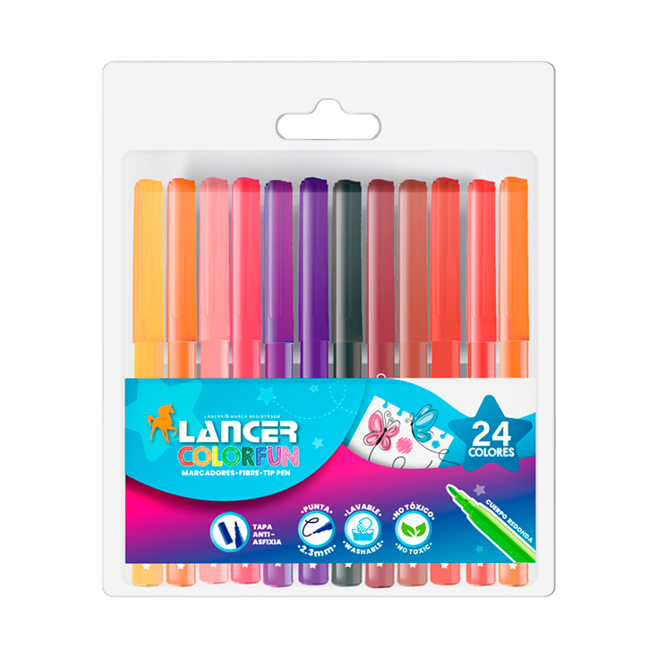 Marcador Escolar De Colores Lancer2.3Mm 12 Unidade