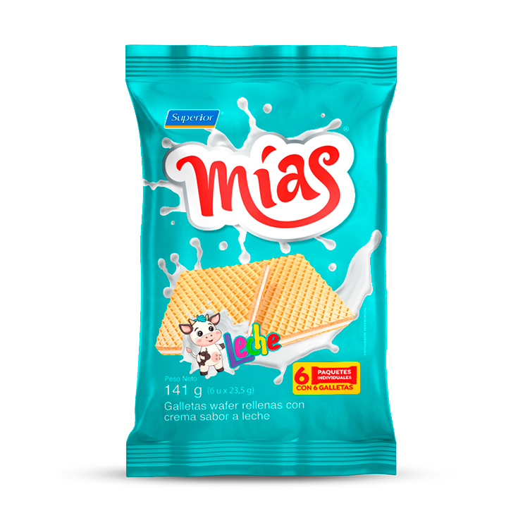 Galletas Wafer Rellenas De Crema Sabor A Leche Mías x6 und 1 Galletas Wafer Rellenas De Crema Sabor A Leche Mías x6 und 1