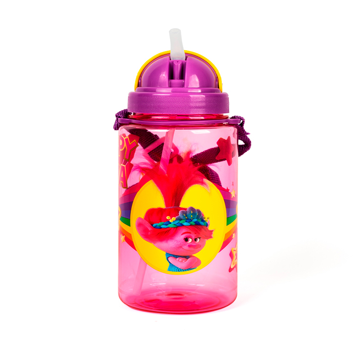 Cantimplora Con Tapa Corrediza Y Pitillo Trolls Fu